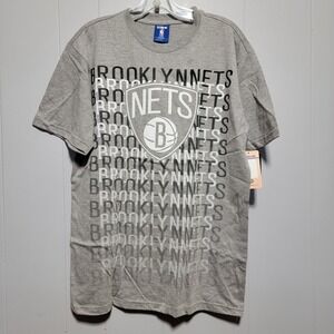 UNK NBA Brooklyn Nets Mens Gray All Over Print Graphic T-Shirt Large NWT